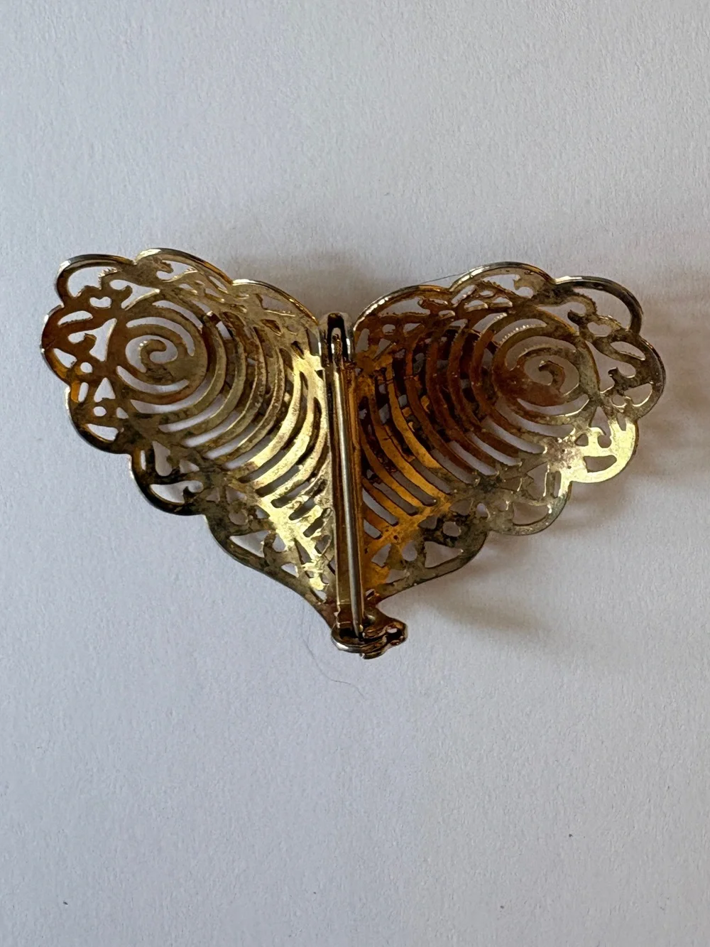 Vintage Gold Filigree Heart Brooch